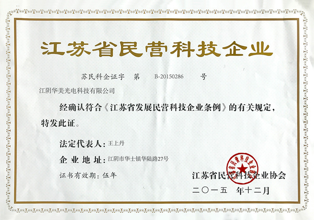 民營科技企業證書 民營科技企業證書